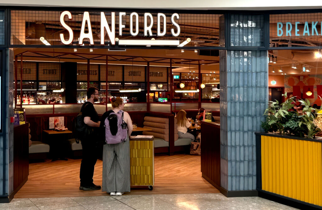 Alternative view of entrance of Sanfords American Diner at Glasgow International Airport